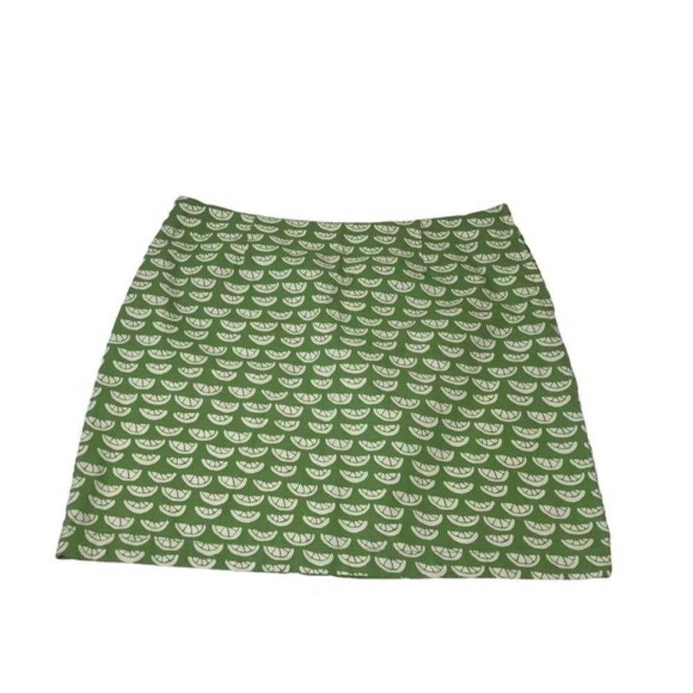 NWOT Garnet Hill  Skirt Green lemon slices size 10 
With back pockets